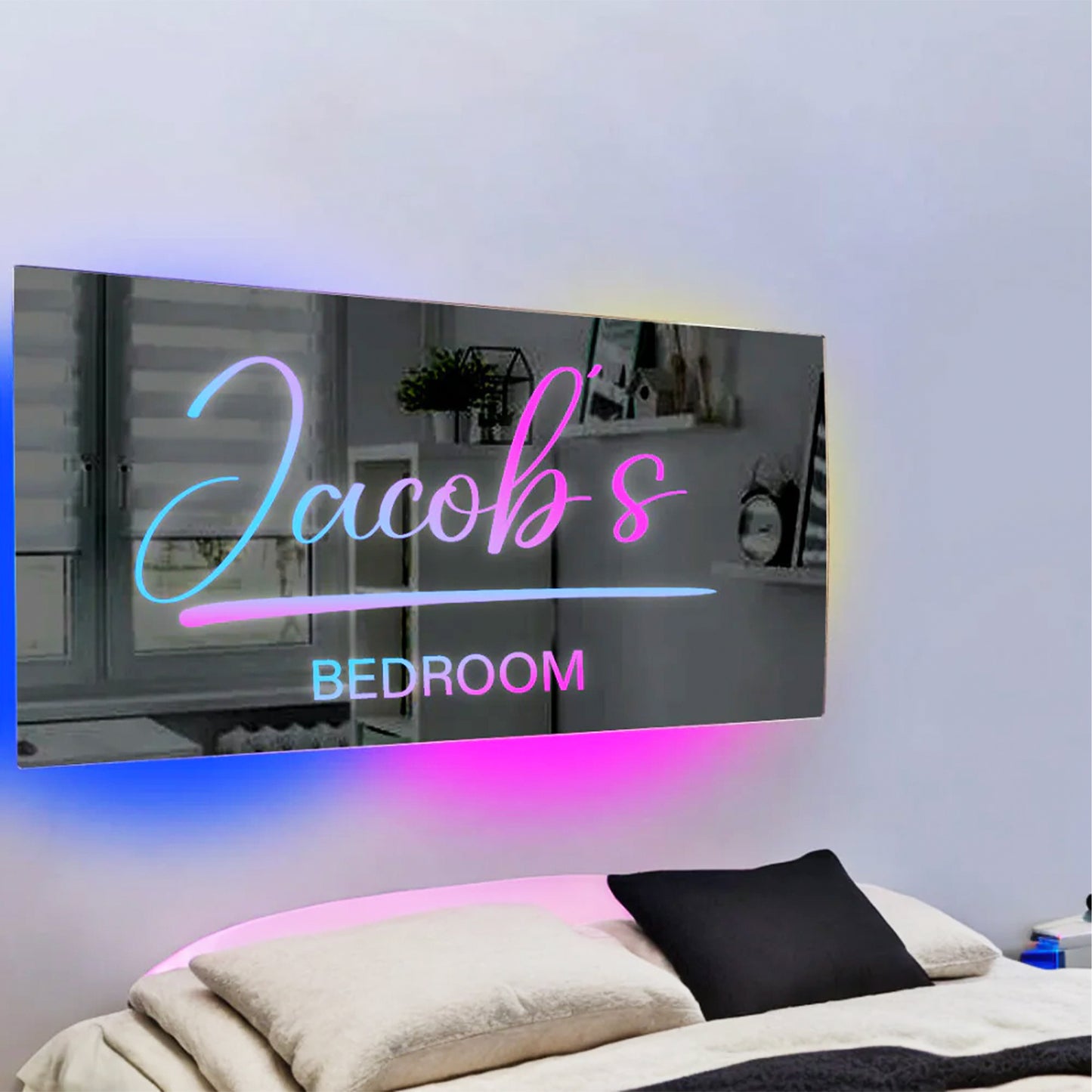 personalized_light_up_name_mirror_USB_powered_mirror_LED_mirror_with_remote_control_energy_efficient_LED_mirror_customizable_color_mirror_12_color_light_mirror_remote_control_mirror_lamp_stylish_home_decor_mirror_gift_ideas_mirror_lamp_energy_saving_LED_mirror_USB_data_cable_mirror_modern_decorative_lighting